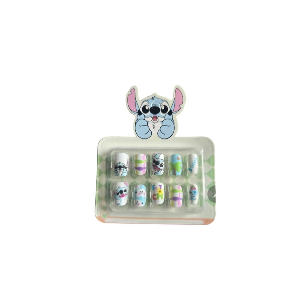 Kids Stitch-Inspired Press On Nails Glow in the Dark Short Fake Nails